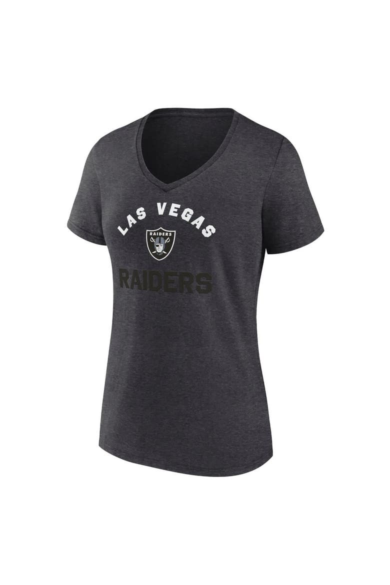 Women's Logo Athletic Heather Charcoal Las Vegas Raiders Unrivaled V-Neck T-Shirt, Alternate, color, Heather Charcoal