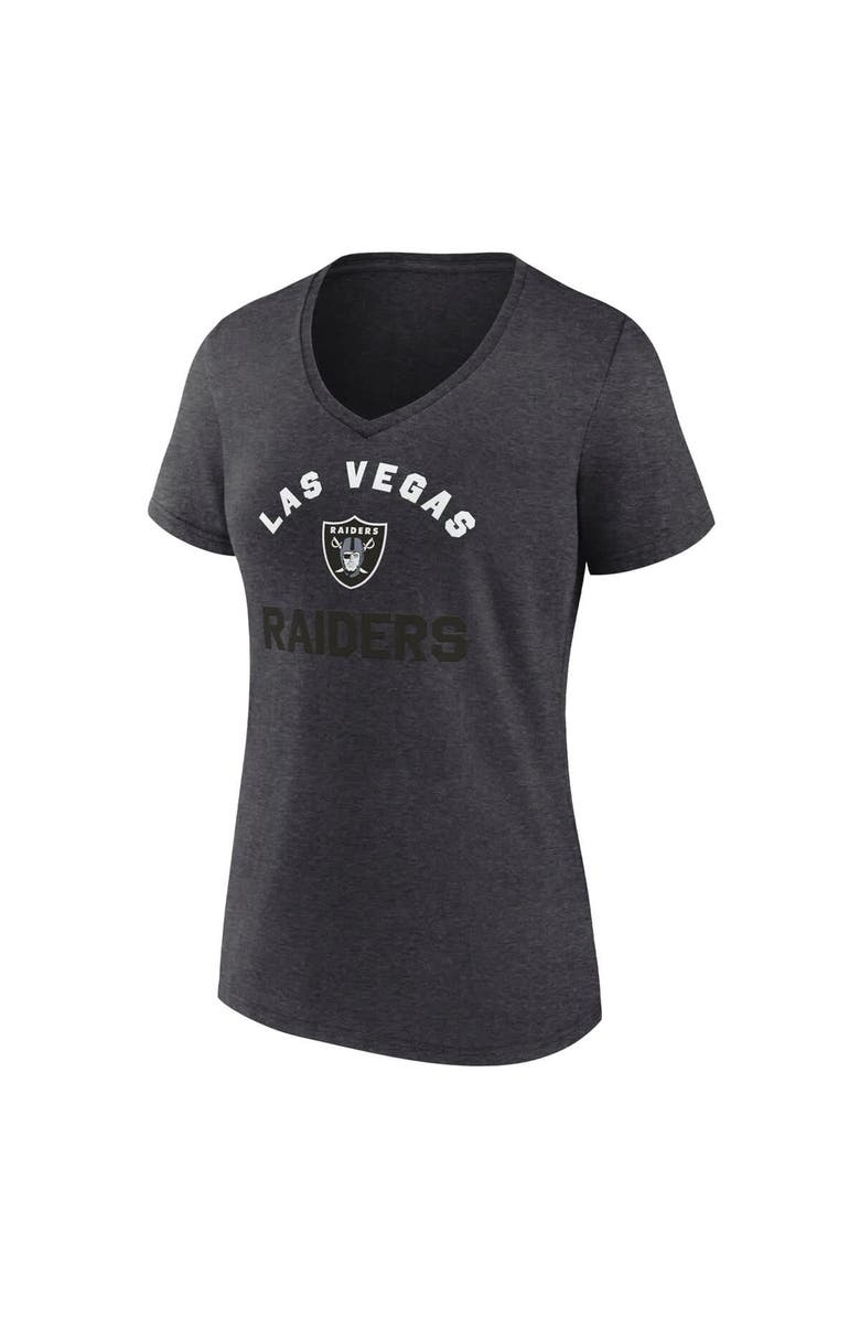 Logo Athletic Women
s Logo Athletic Heather Charcoal Las Vegas Raiders Unrivaled V-Neck T-Shirt, Alternate, color, Heather Charcoal