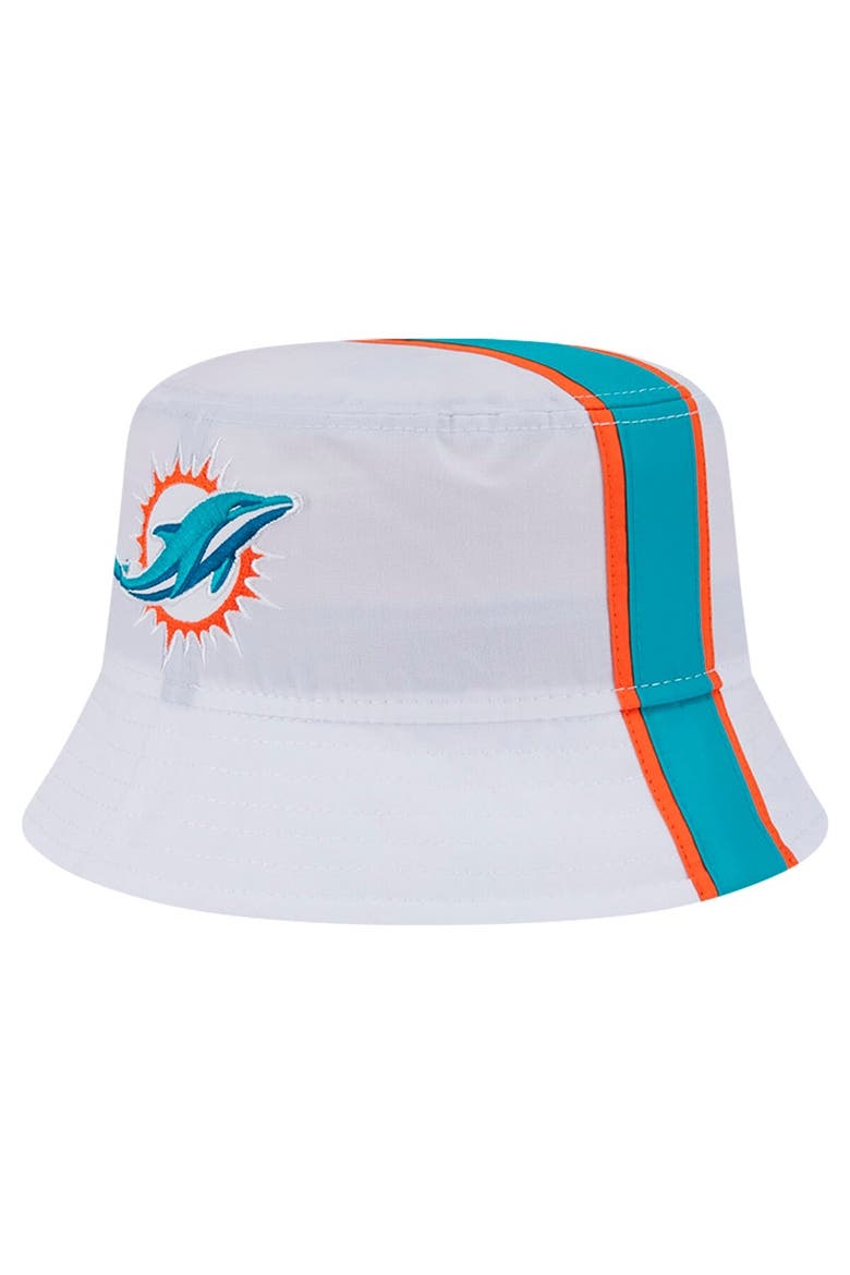 Men's New Era White Miami Dolphins Helmet Bucket Hat, Main, color, White