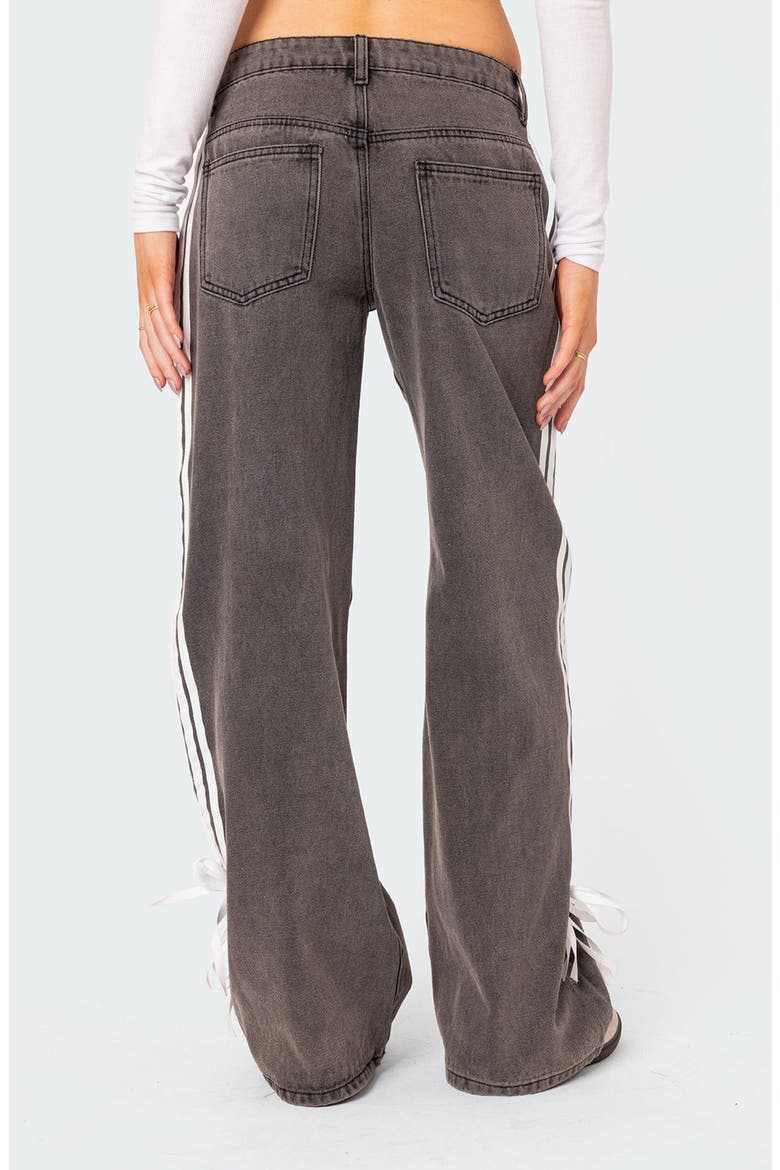 Ribbon Stripe Washed Low Rise Wide Leg Jeans, Alternate, color, DARK-GRAY