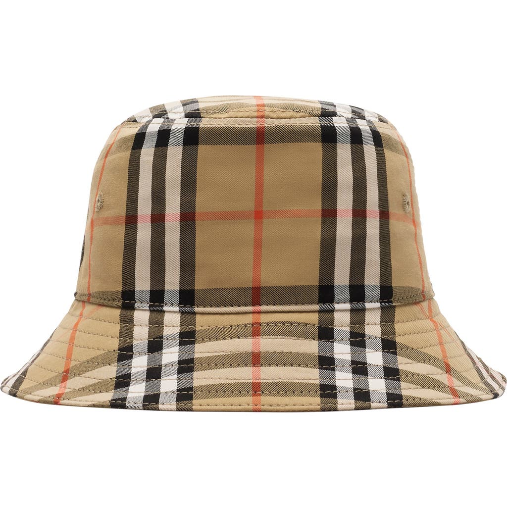 Burberry Check Cotton Bucket Hat In Brown