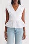 Lace Trim V-Neck Peplum Top