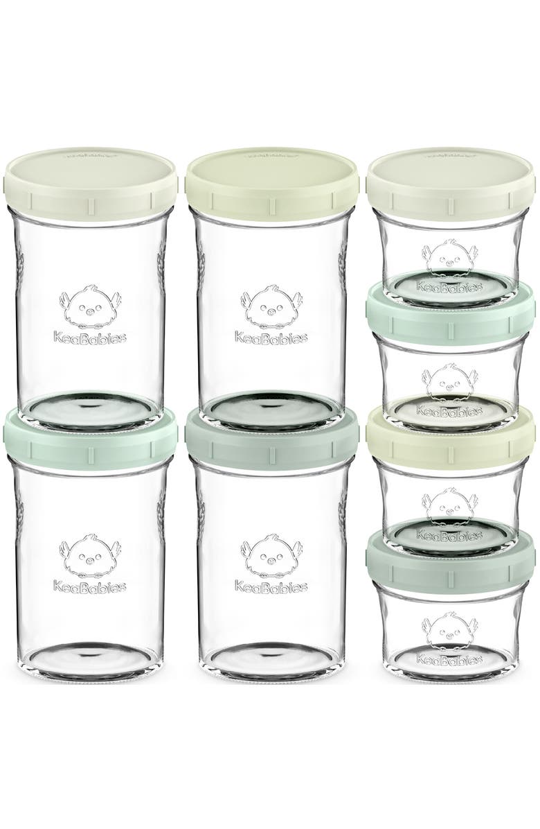 KeaBabies 8-Pack Prep Jars Food Glass Containers, Main, color, Sage