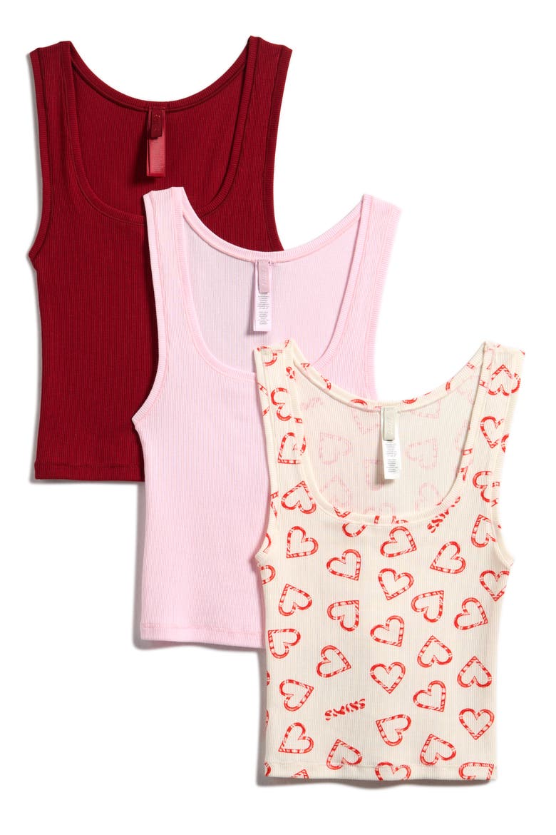 SKIMS Pack of 3 Stretch Cotton Rib Tanks (Women) | Nordstrom