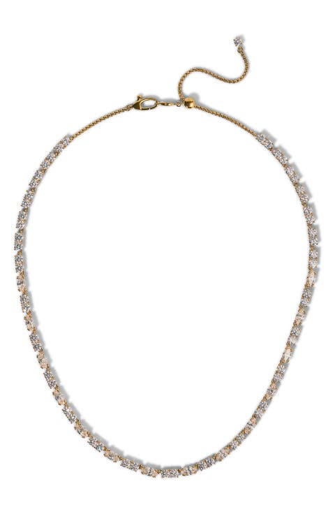 Twinnie Pattern Cubic Zirconia Adjustable Necklace