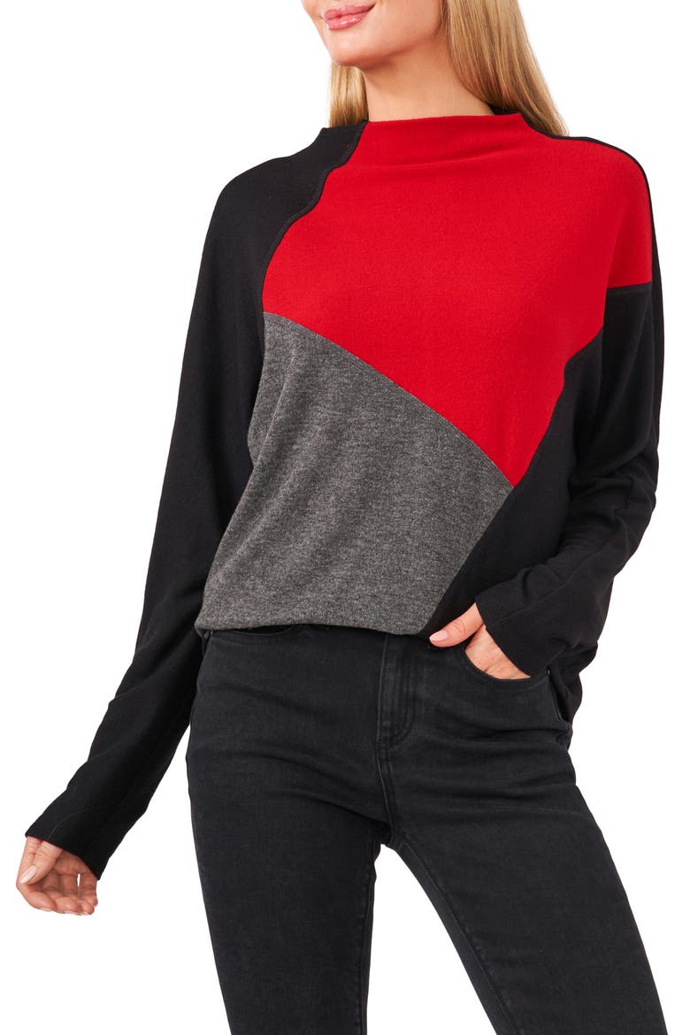 Colorblock Sweater, Main, color, RICH BLACK