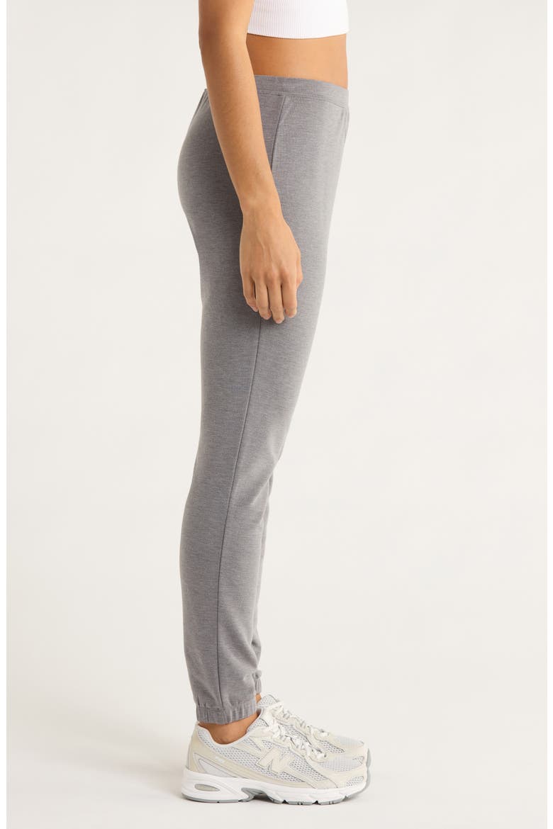 Slim Fit Cozy Recycled Polyester Blend Fleece Joggers, Alternate, color, HEATHER STEEL GREY