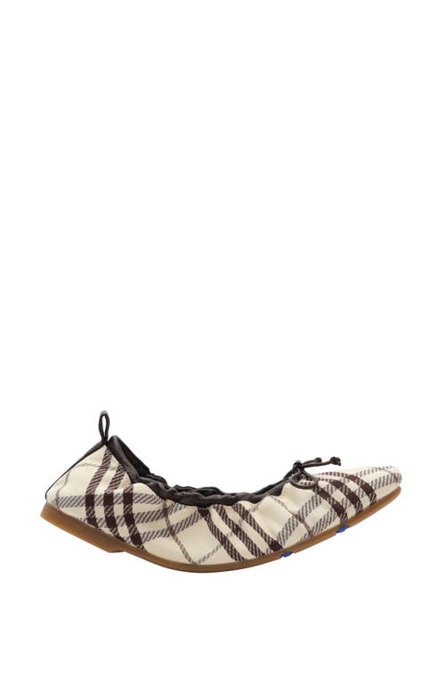 Burberry Check Fawn Ballerinas In Multi