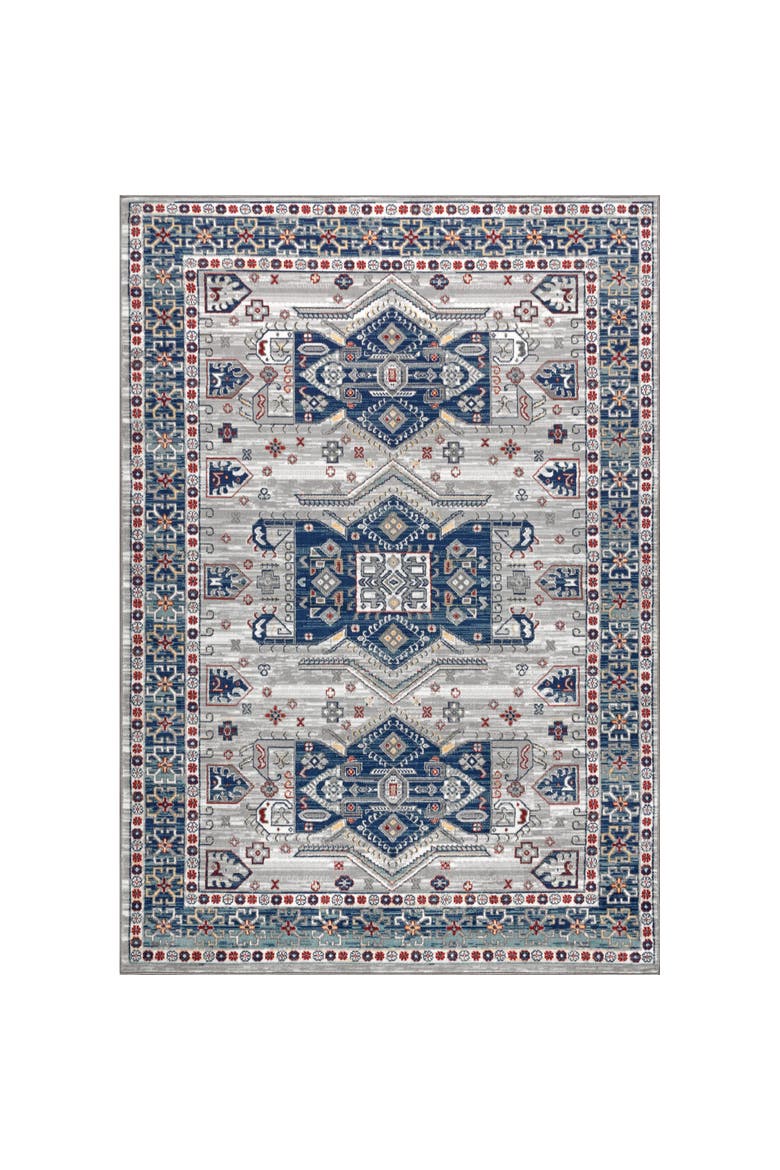 Modern Persian Vintage Medallion Area Rug, Main, color, Blue/Light Grey