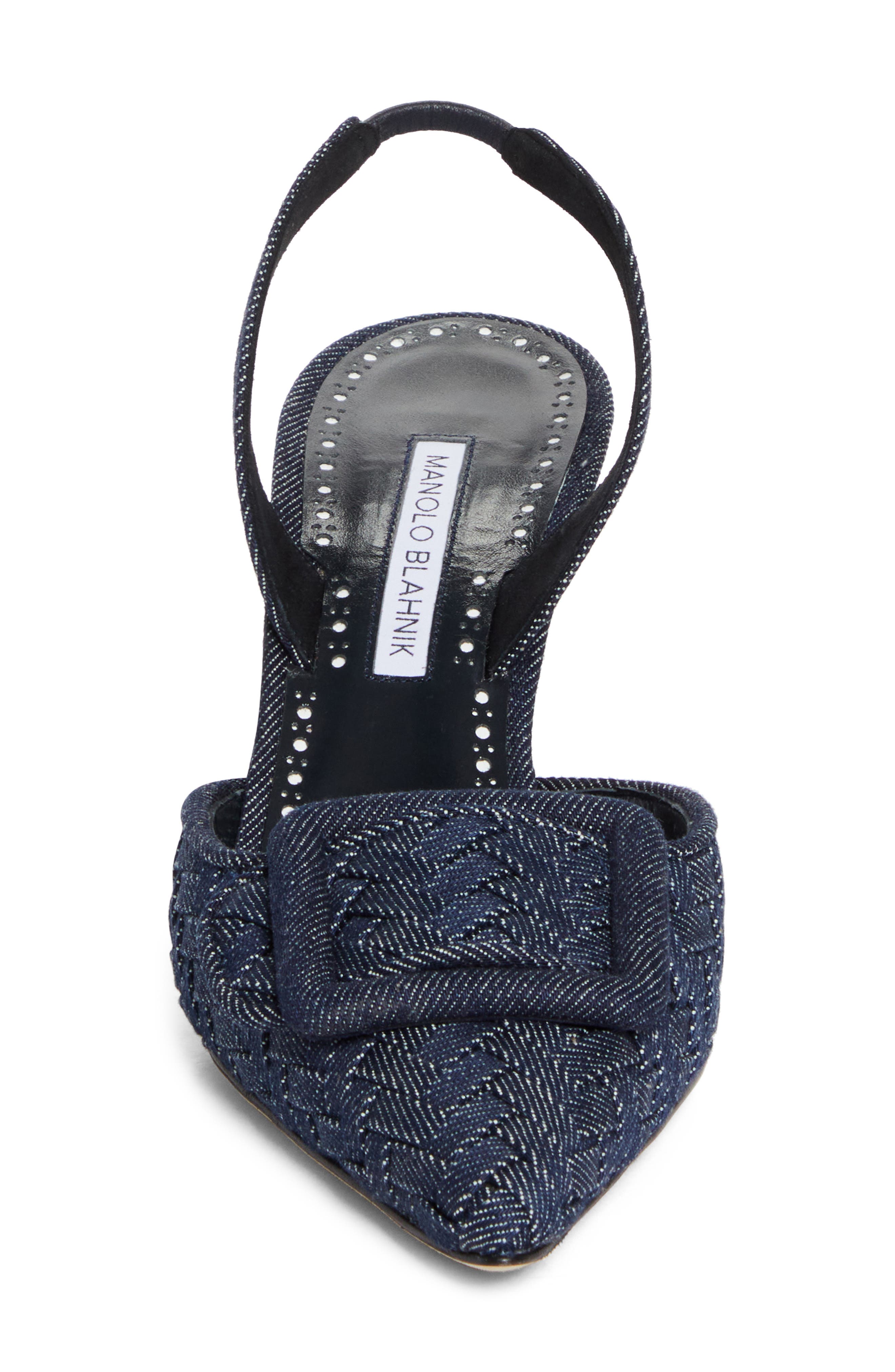 Manolo Blahnik Maysli Pointed Toe Slingback Pump, Alternate, color, Dark Blue Chambray
