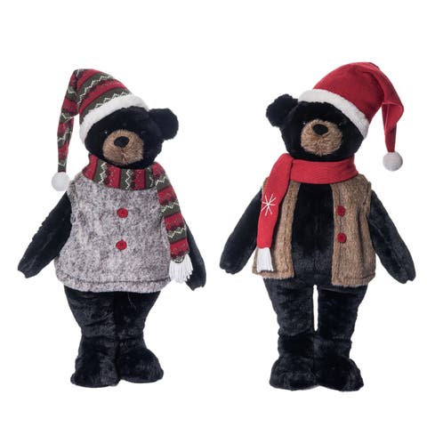 Christmas PLodge Standing Bear Set of 2 Holiday Decor