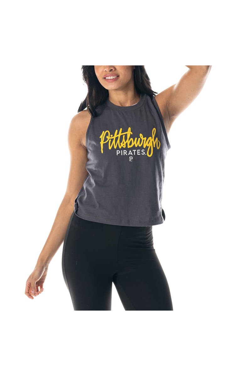THE WILD COLLECTIVE Women's The Wild Collective Charcoal Pittsburgh Pirates Side Knot Tank Top, Alternate, color, Charcoal