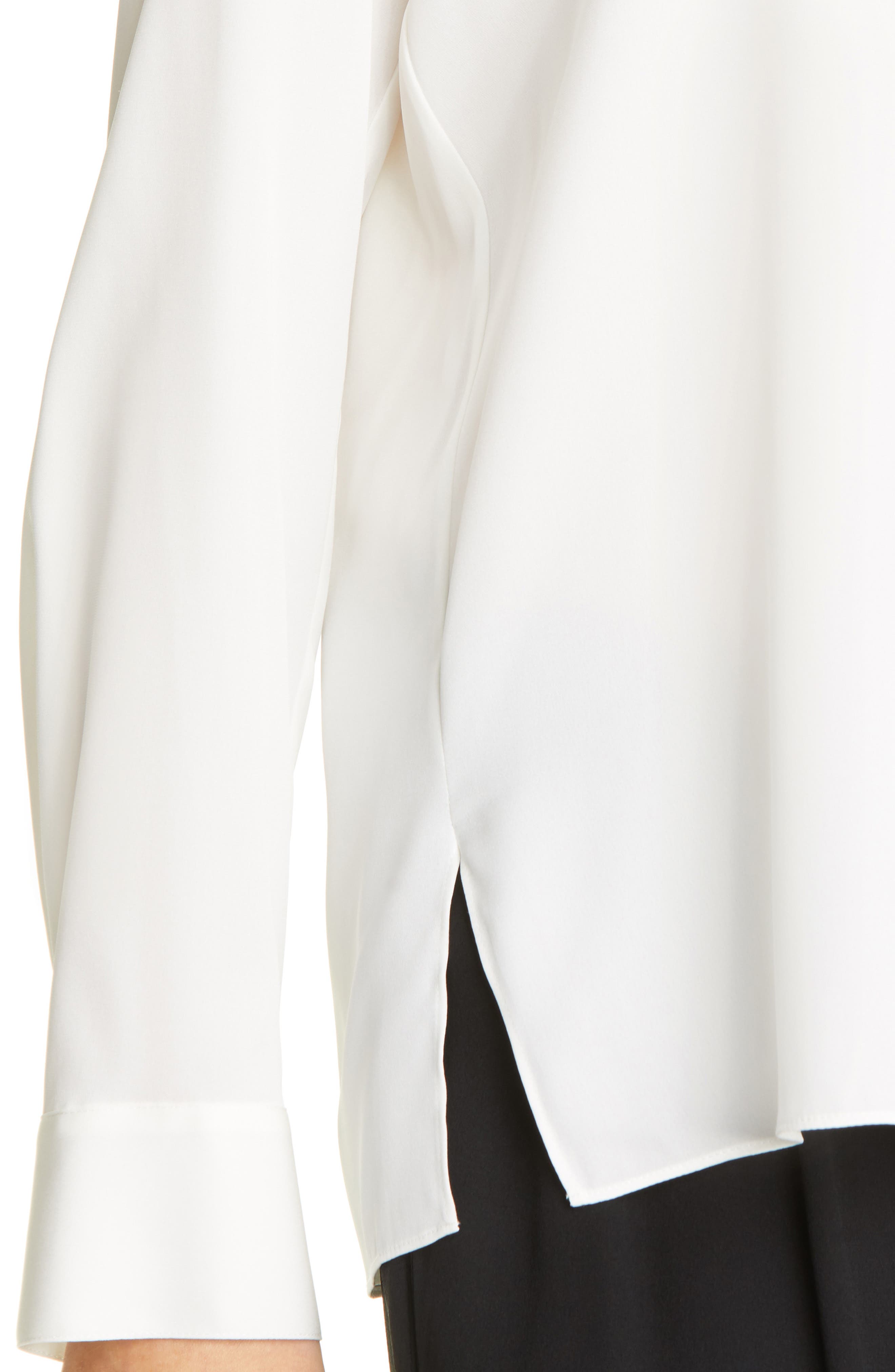 Vince Slim Fit Band Collar Stretch Silk Blouse (Women) | Nordstromrack