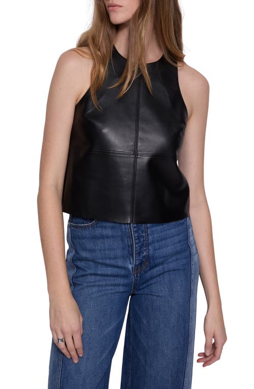 Rebecca Minkoff Nora Faux Leather High Neck Top In True Black