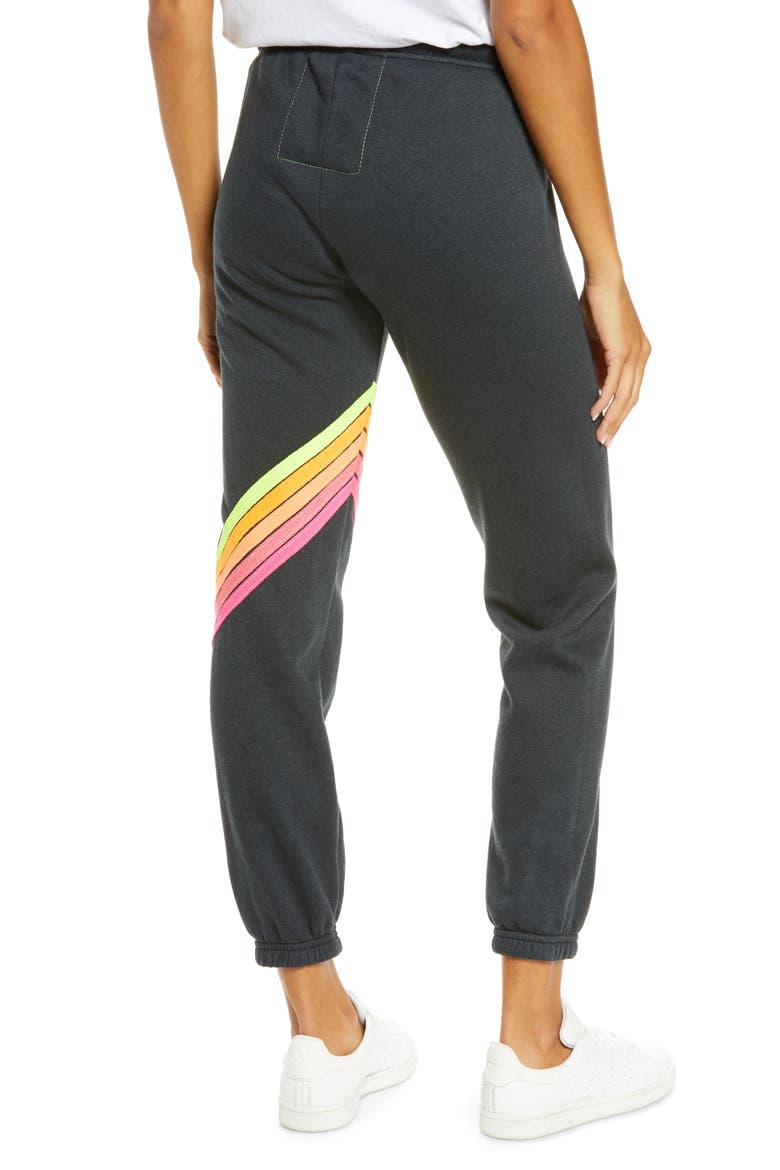 Chevron Stripe Joggers, Alternate, color, CHARCOAL/ NEON