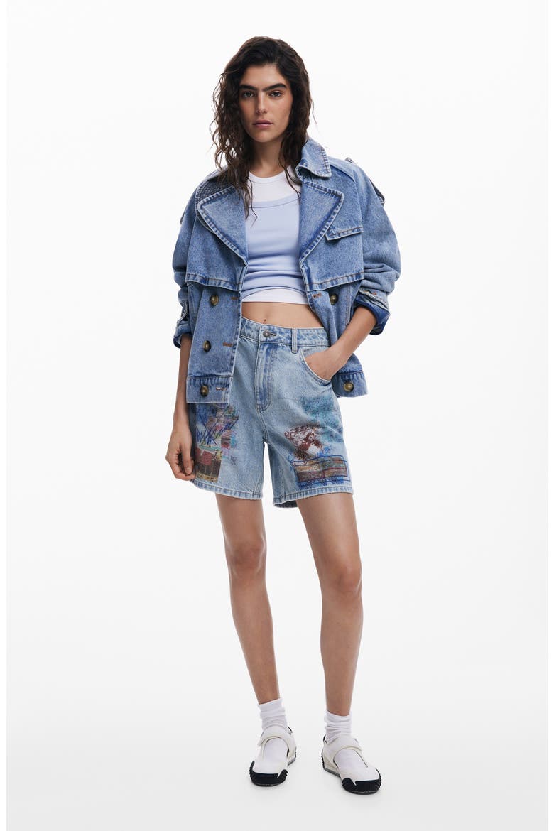 Oversize Denim Trucker Jacket, Alternate, color, LIGHT BLUE