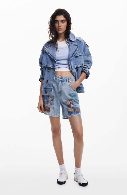 Shop Desigual Oversize Denim Trucker Jacket In Light Blue