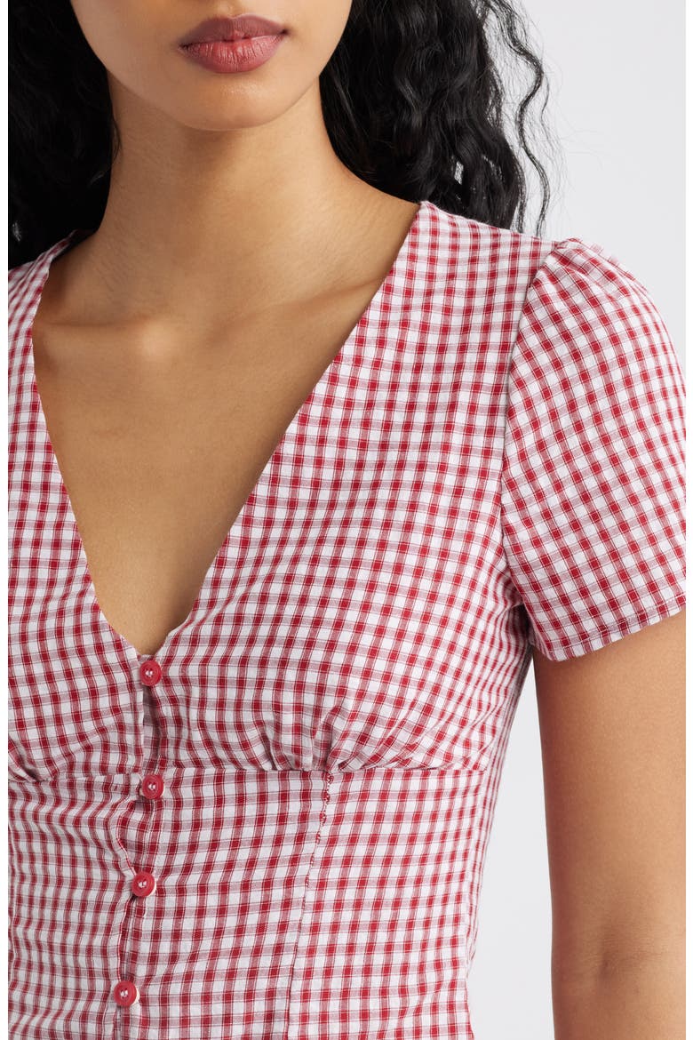 Isolda Gingham Button-Up Top, Alternate, color, RED GINGHAM