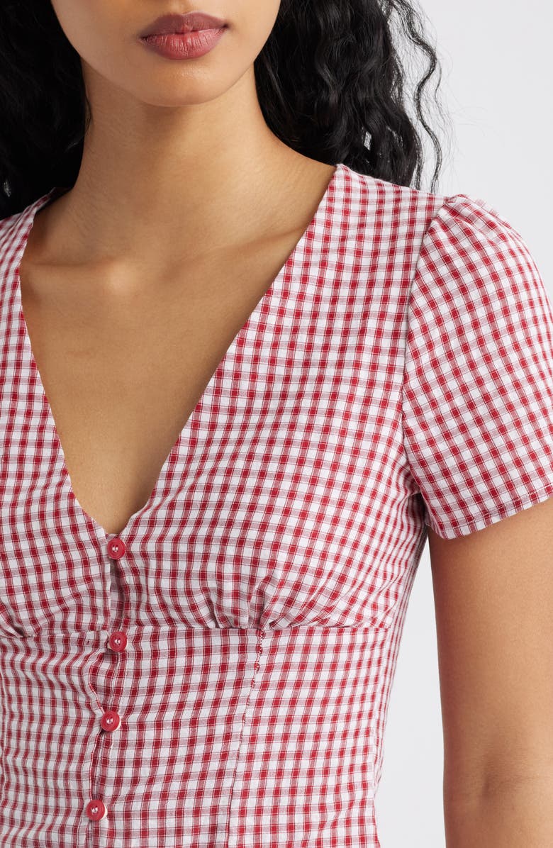 Princess Polly Isolda Gingham Button-Up Top, Alternate, color, Red Gingham