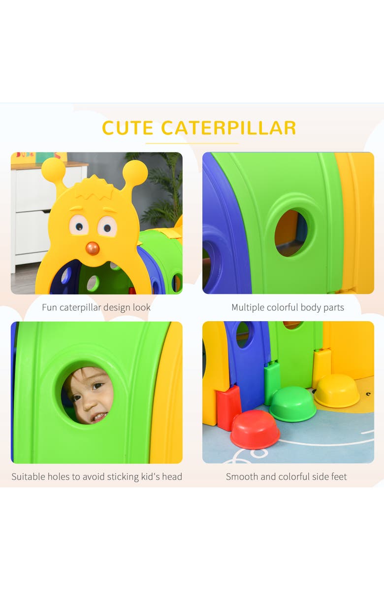 Qaba Caterpillar Tunnel for Kids Climb-N-Crawl Toy, Alternate, color, Muiti-Colored