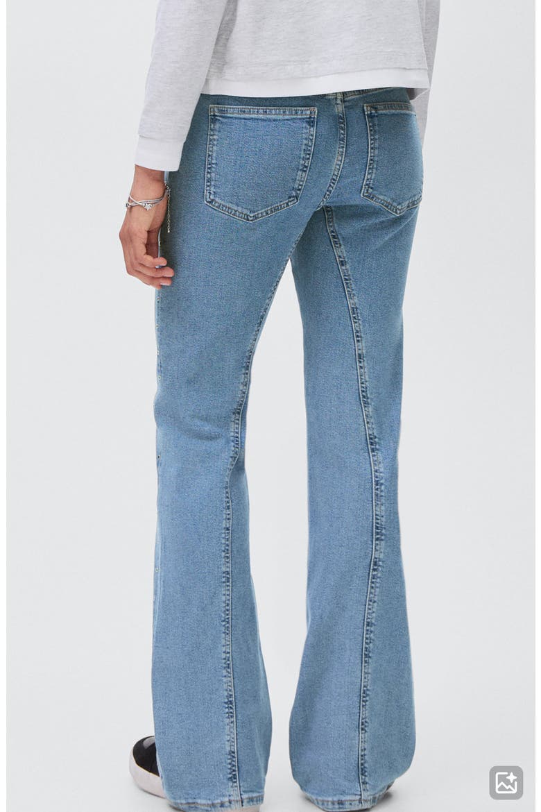 Seam Detail Mid Rise Flare Jeans, Alternate, color, LIGHT BLUE