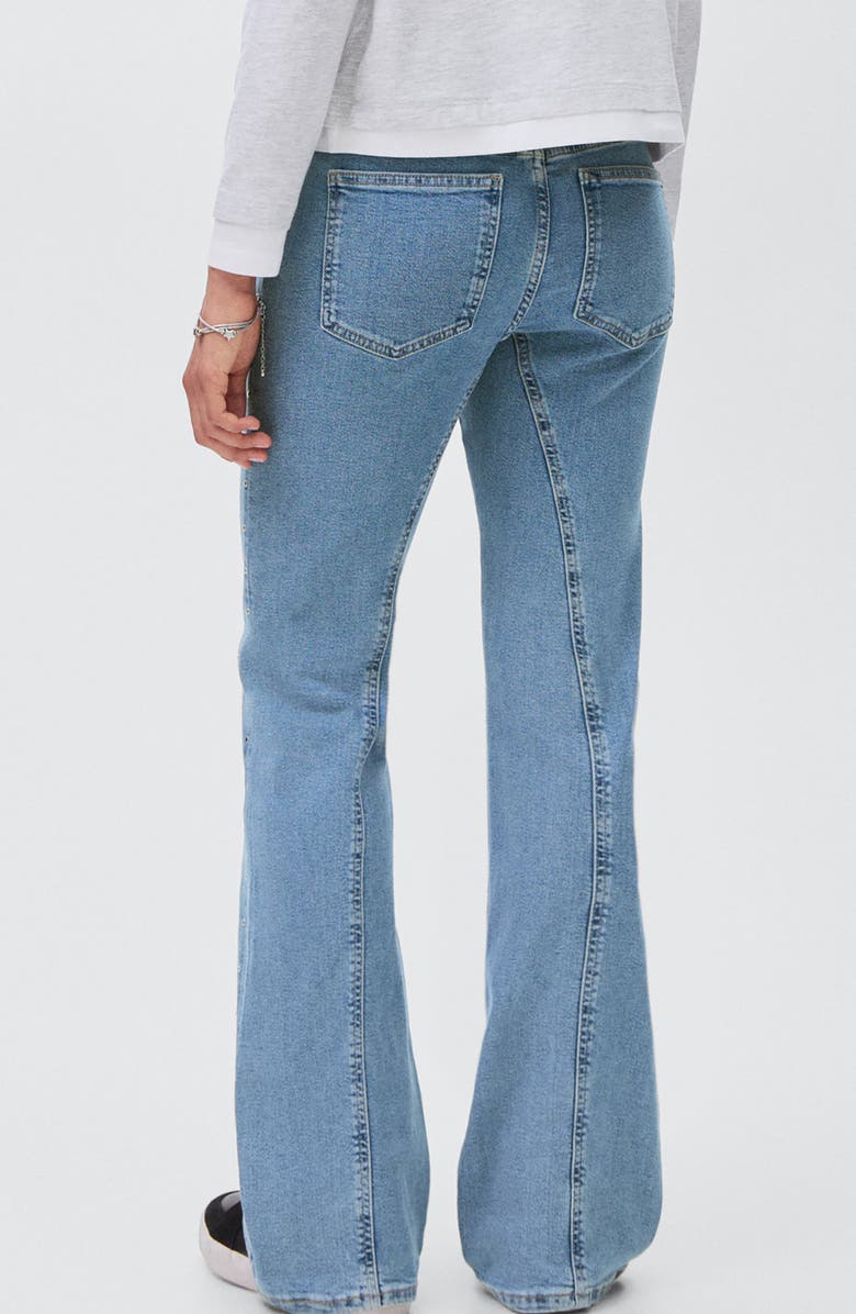 MANGO TEEN Seam Detail Mid Rise Flare Jeans, Alternate, color, Light Blue