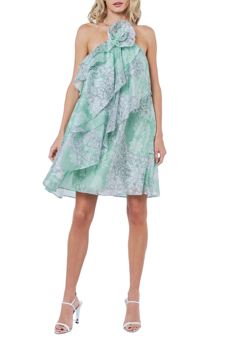 Kaia Tiered Shift Dress, Main, color, GREEN MULTI