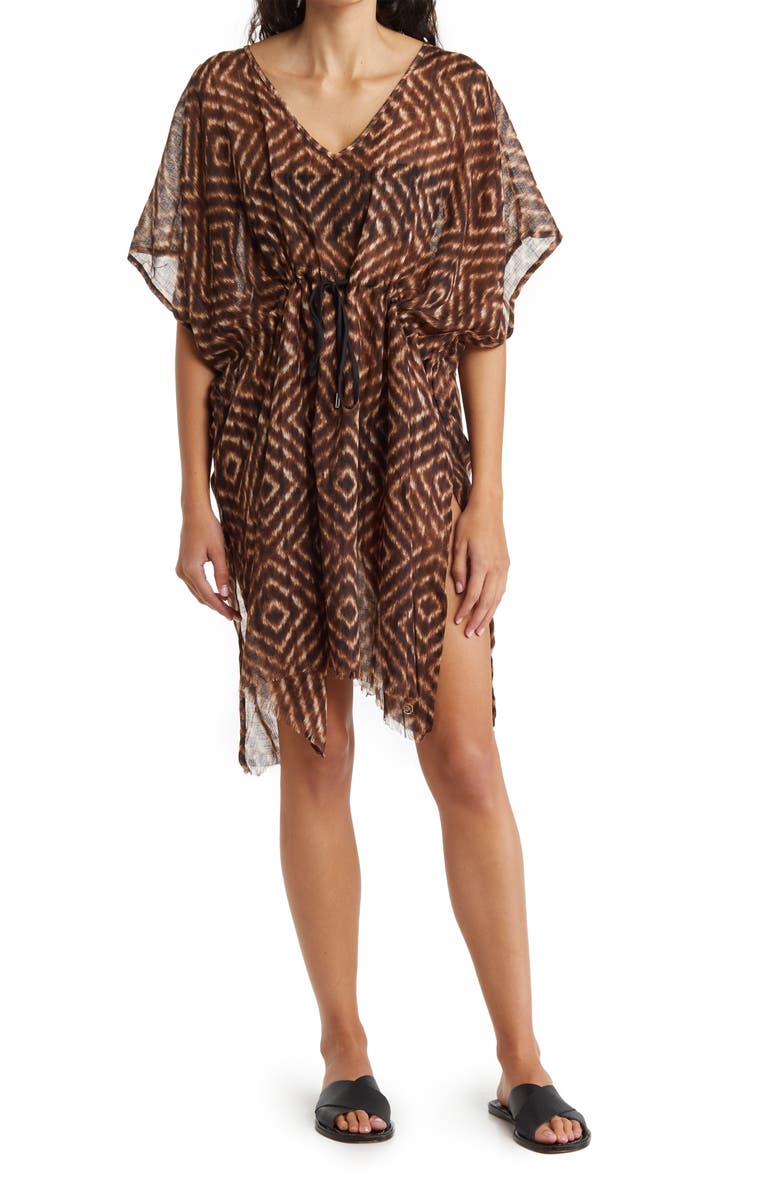 Calvin Klein Geometric Print Beach Cover-Up Tunic, Main, color, 