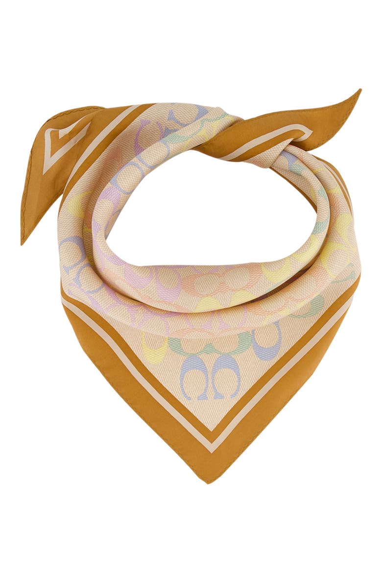 Rainbow Signature C Silk Scarf, Main, color, BEIGE MULTI