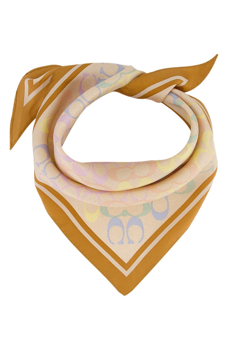 COACH Rainbow Signature C Silk Scarf, Main, color, Beige Multi
