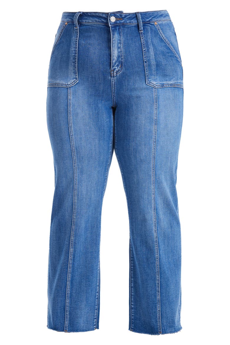 Jess Raw Hem Seamed High Waist Straight Leg Jeans, Alternate, color, BLUE LOVER