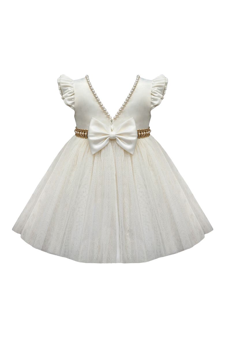 Satin Party Dress, Alternate, color, CANDLE/ GOLD