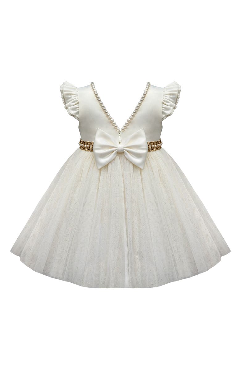 COUTURE PRINCESS Satin Party Dress, Alternate, color, Candle/ Gold