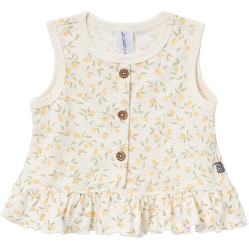 Modern Moments™ By Gerber Sleeveless Peplum Tops And Shorts Set In Ivory Lemon Vines/lt Yellow