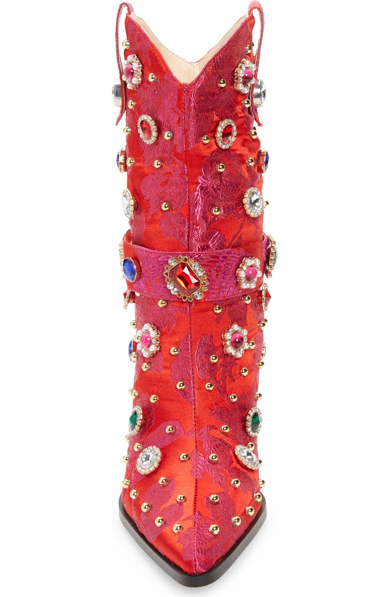 AZALEA WANG Diligent Embroidered Western Boot, Alternate, color, Red