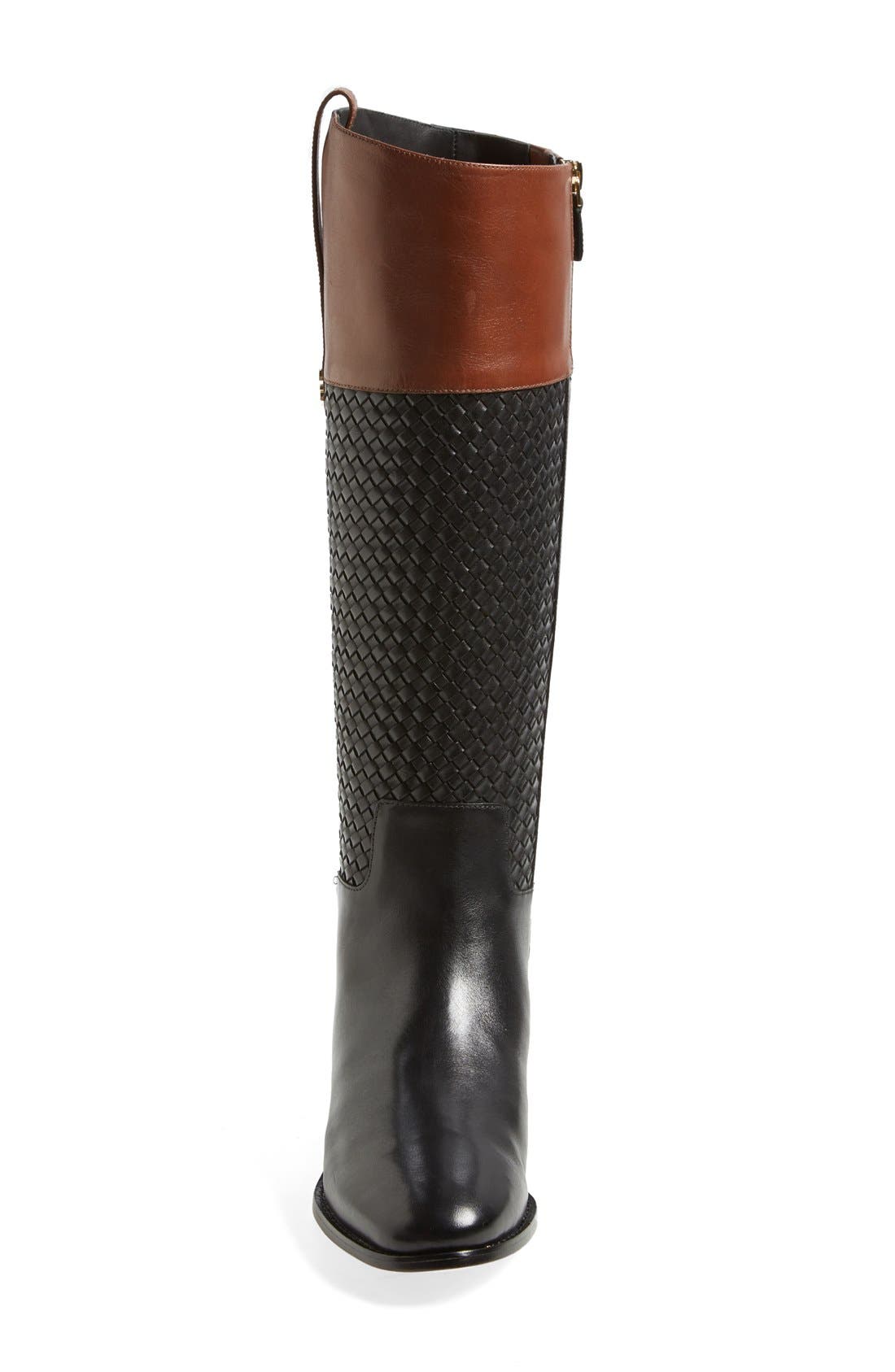 'Brennan' Woven Shaft Riding Boot, Alternate, color, BLACK/ HARVEST BROWN
