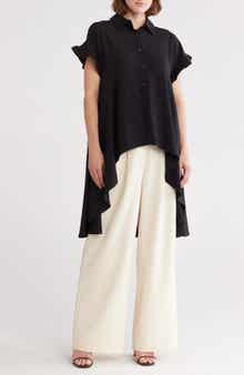 PATRIZIA LUCA Ruffle High-Low Button-Up Shirt