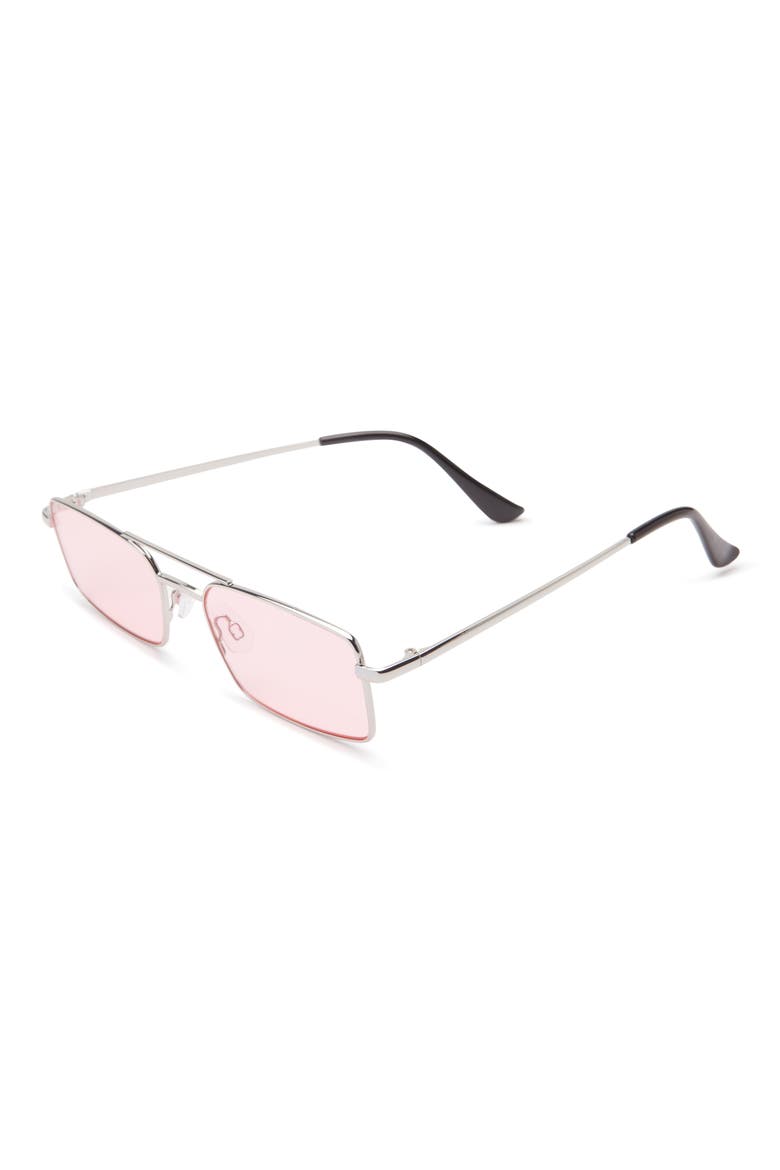 Gradient Rectangular Aviator Sunglasses, Alternate, color, RHODIUM- PINK