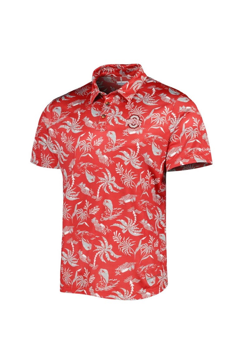Men's Columbia Scarlet Ohio State Buckeyes Super Terminal Tackle Omni-Shade Polo, Alternate, color, Scarlet