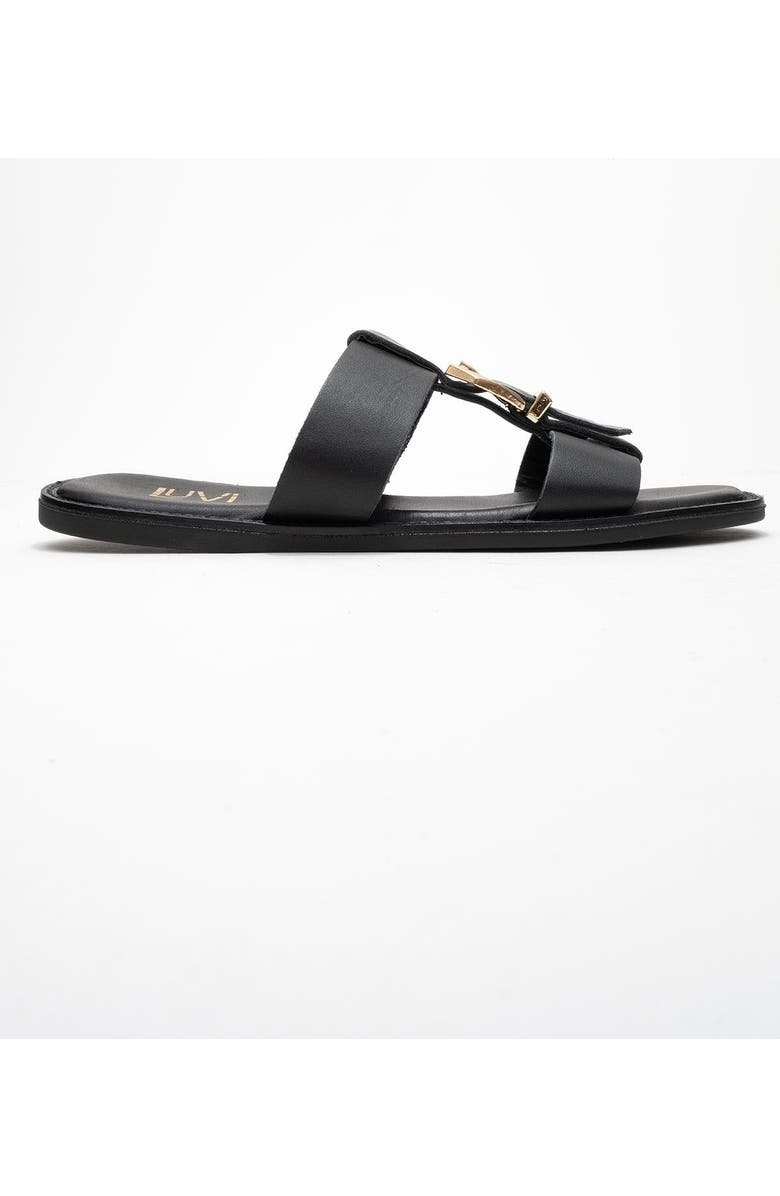 Forever & Always Shoes Sveta Leather Buckled Sandal, Alternate, color, Black Leather