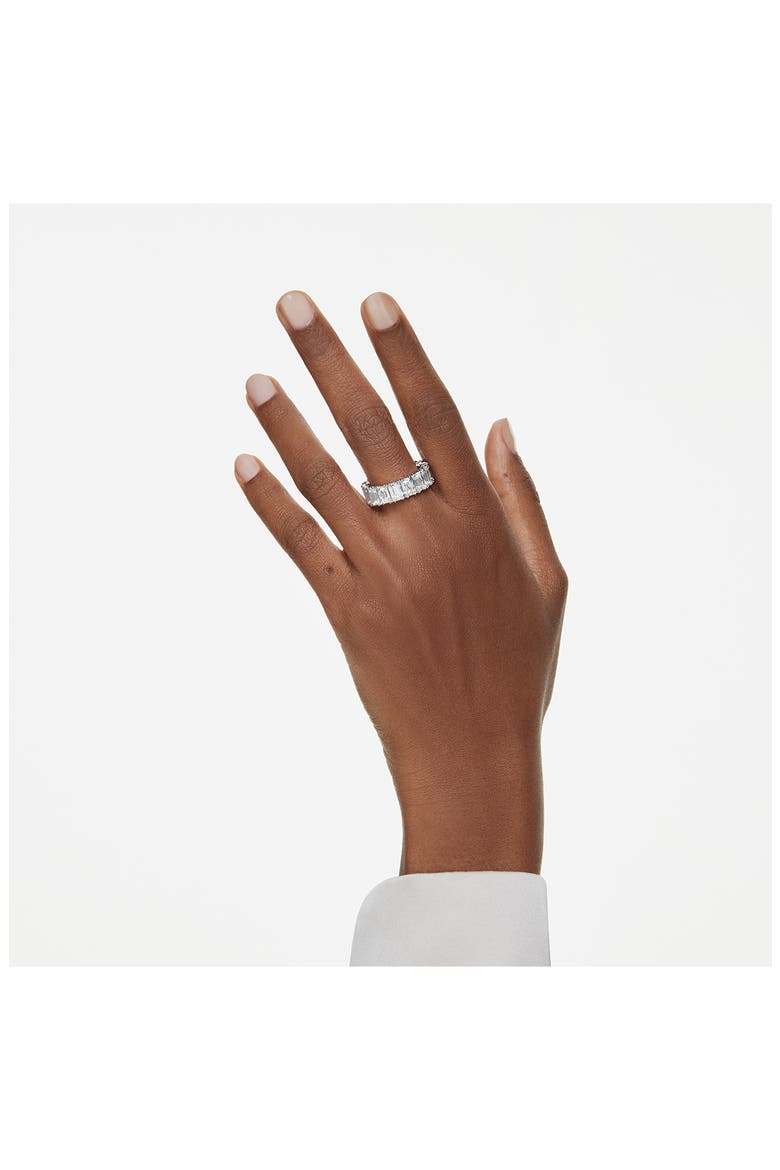 Matrix Baguette Crystal Eternity Ring, Alternate, color, WHITE GOLD