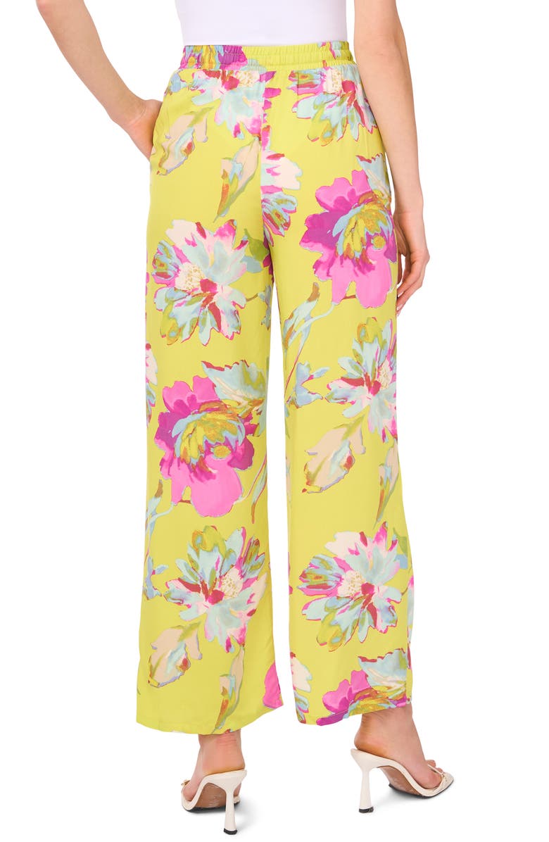 Vince Camuto Floral Drawstring Pants, Alternate, color, Lime Green