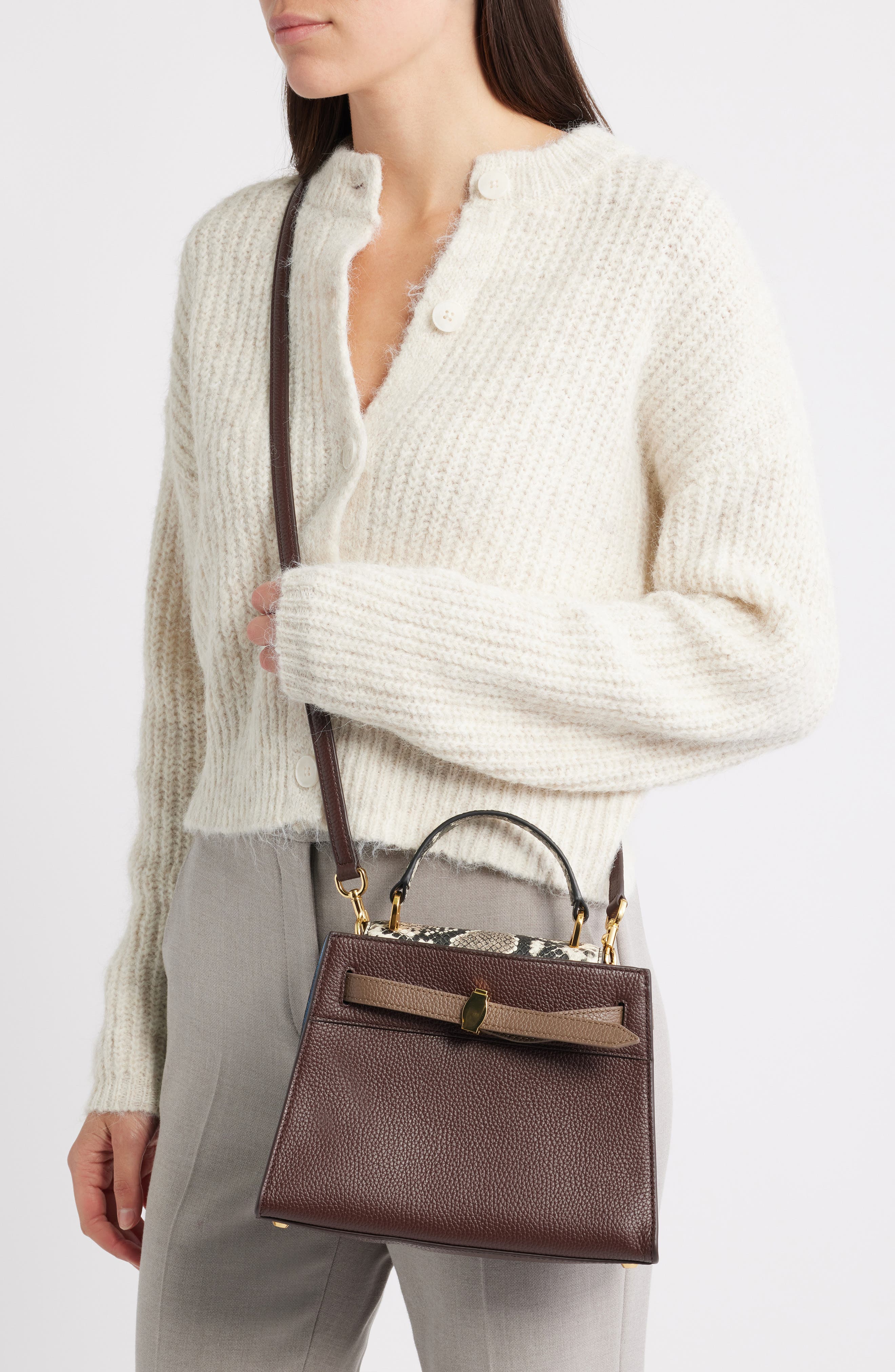 Dash Leather Top Handle Bag, Alternate, color, DARK RAISIN MULTI