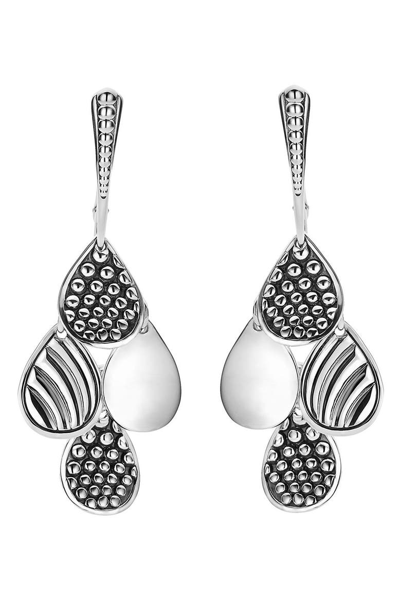 Caviar Tiered Drop Earrings, Alternate, color, SILVER