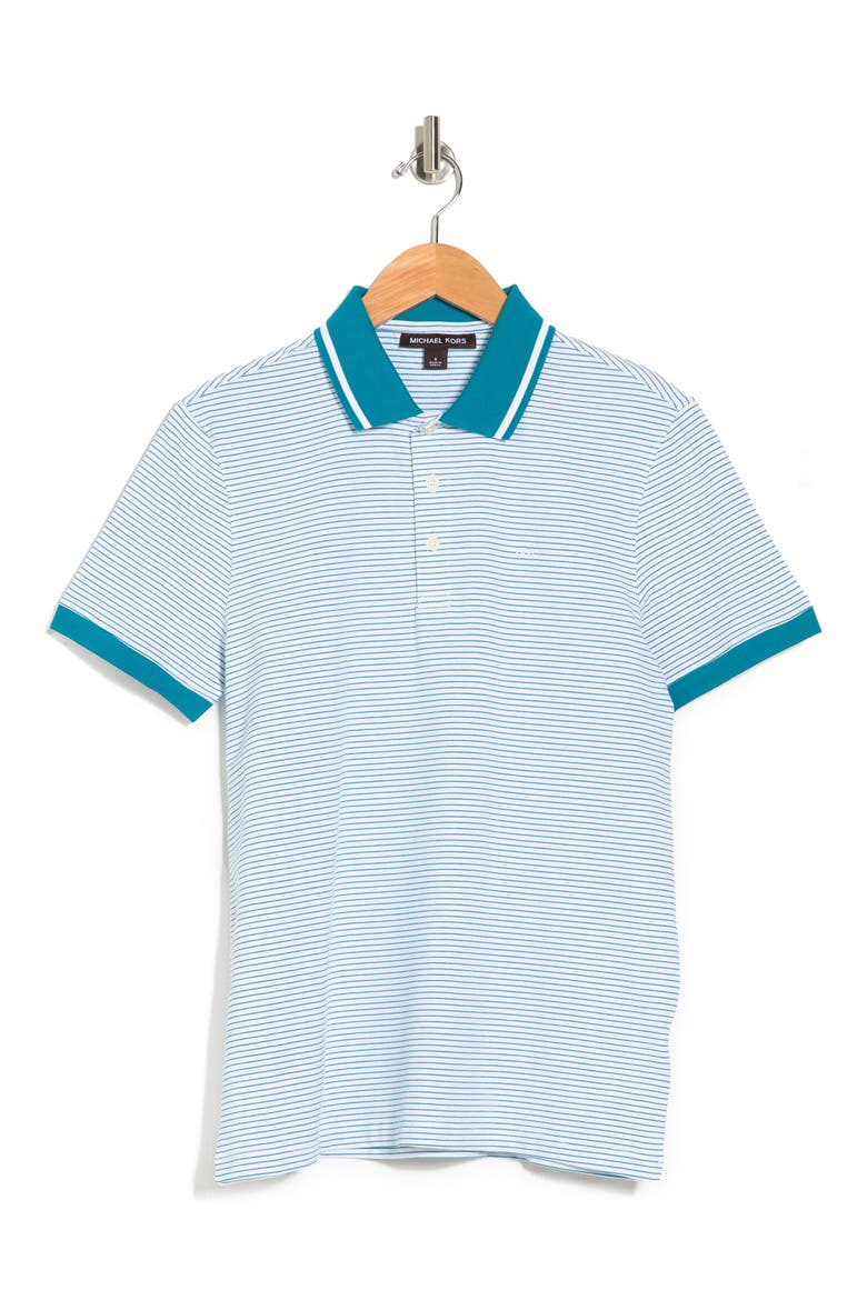 Tipped Stripe Print Polo, Alternate, color, HYBRID BLUE