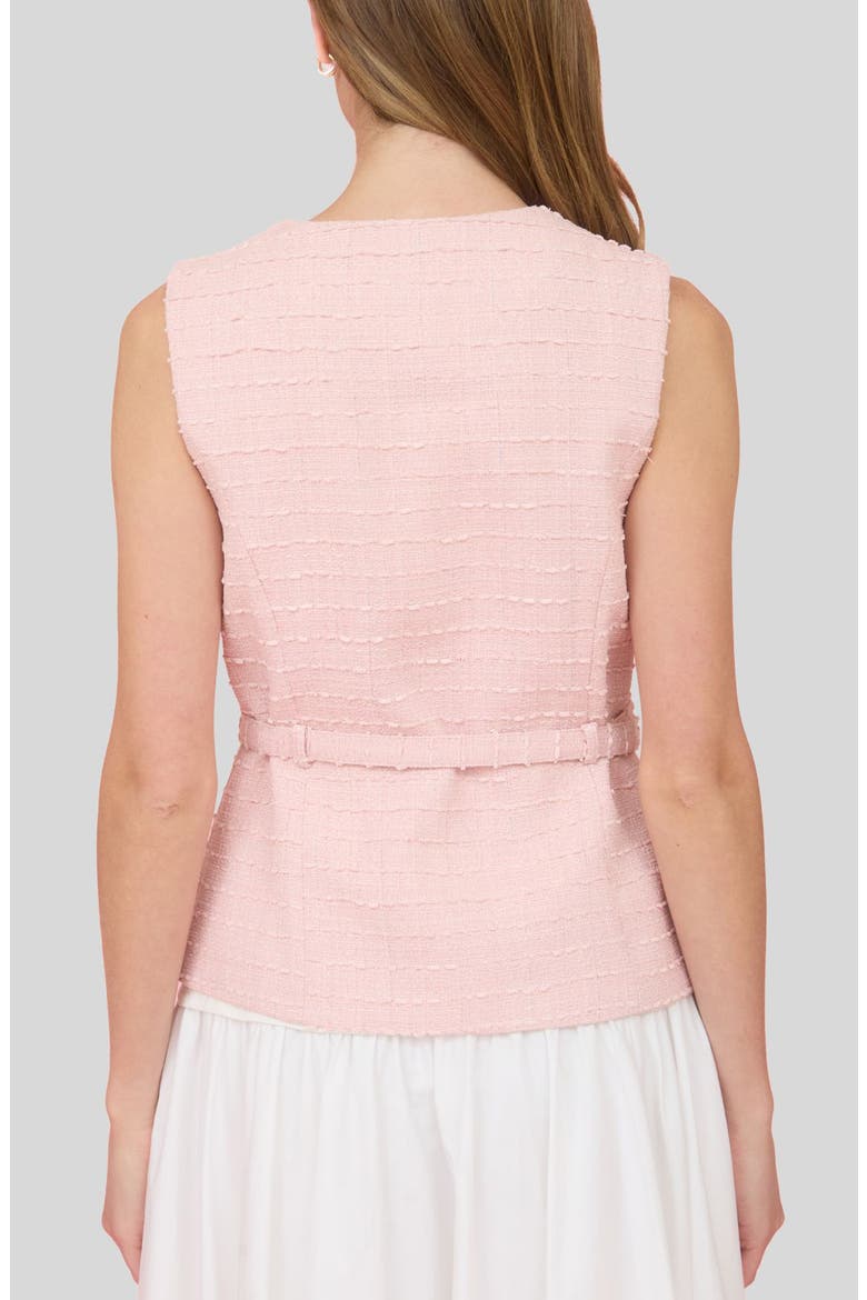 Belted Tweed Vest, Alternate, color, PINK