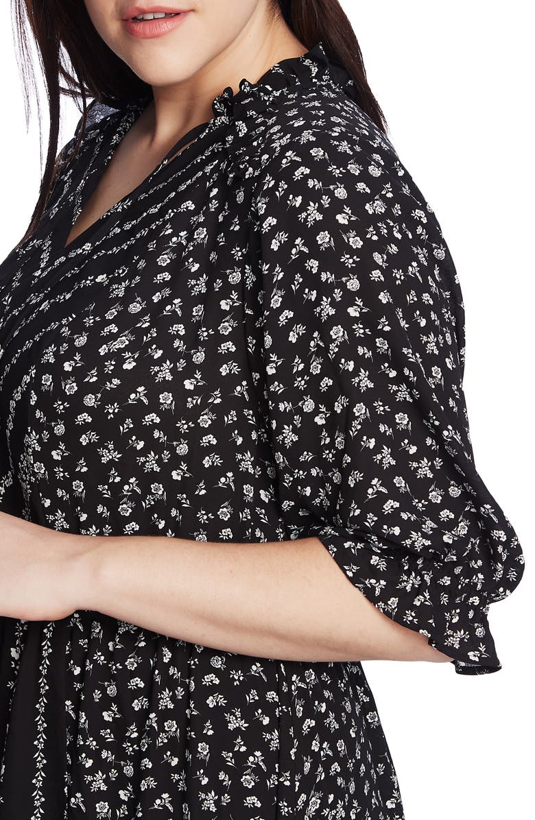 CeCe Ruffle Sleeve Floral Midi Dress, Alternate, color, 