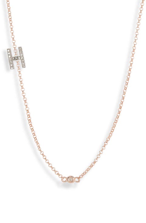 Bezel Diamond Initial Chain Necklace - 0.2ct.
