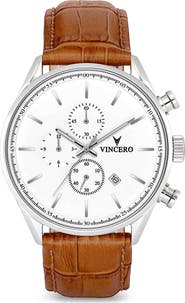 Vincero The Chrono S Chronograph Leather Strap Watch, 43mm