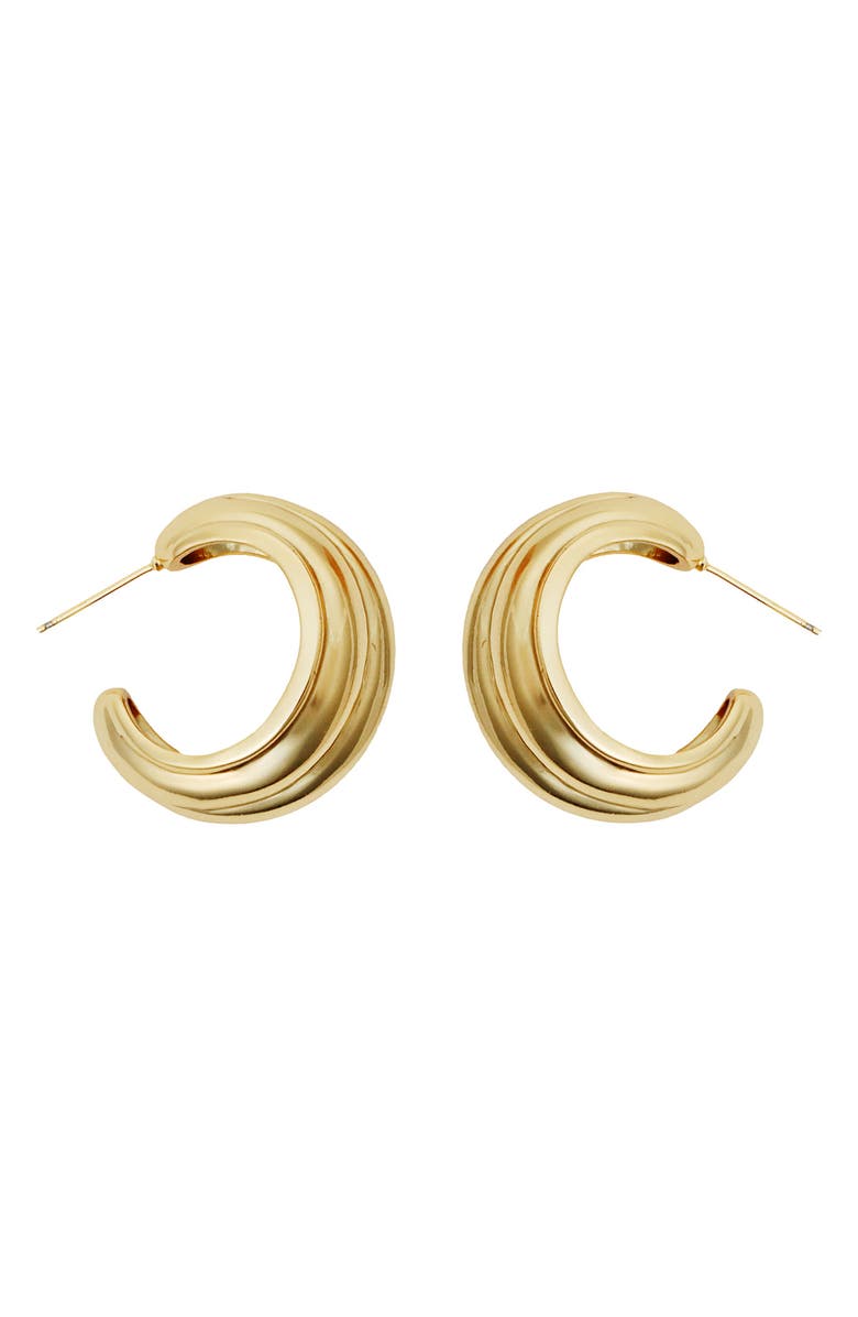 Panacea Rib Texture Hoop Earrings, Main, color, Gold